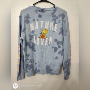 Lisa Simpson Blue Nature Lover Sweatshirt With Daisy Sleeves